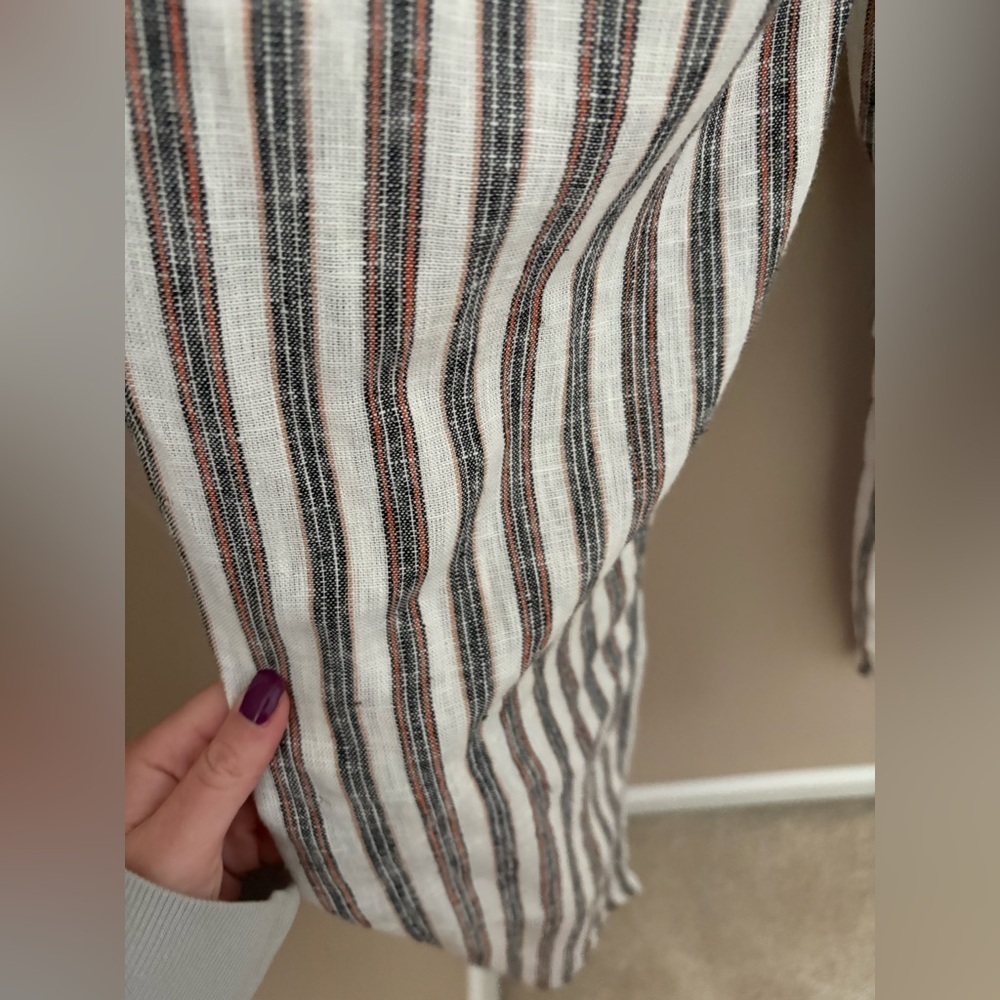 Love Tree Womens Multicolor Linen Tie Waist Striped Wide Leg Pants Size S - Picture 4 of 4
